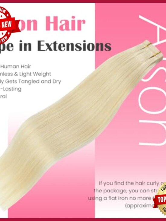 20 Inch Tape-In Human Hair Extensions 20 Piece Set Straight Silky main image 6